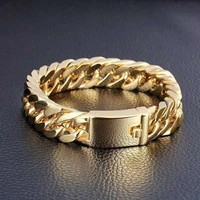 hot personality simple golden cuban bracelet retro mens hook bracelet jewellery male cool hip hop jewelry gifts