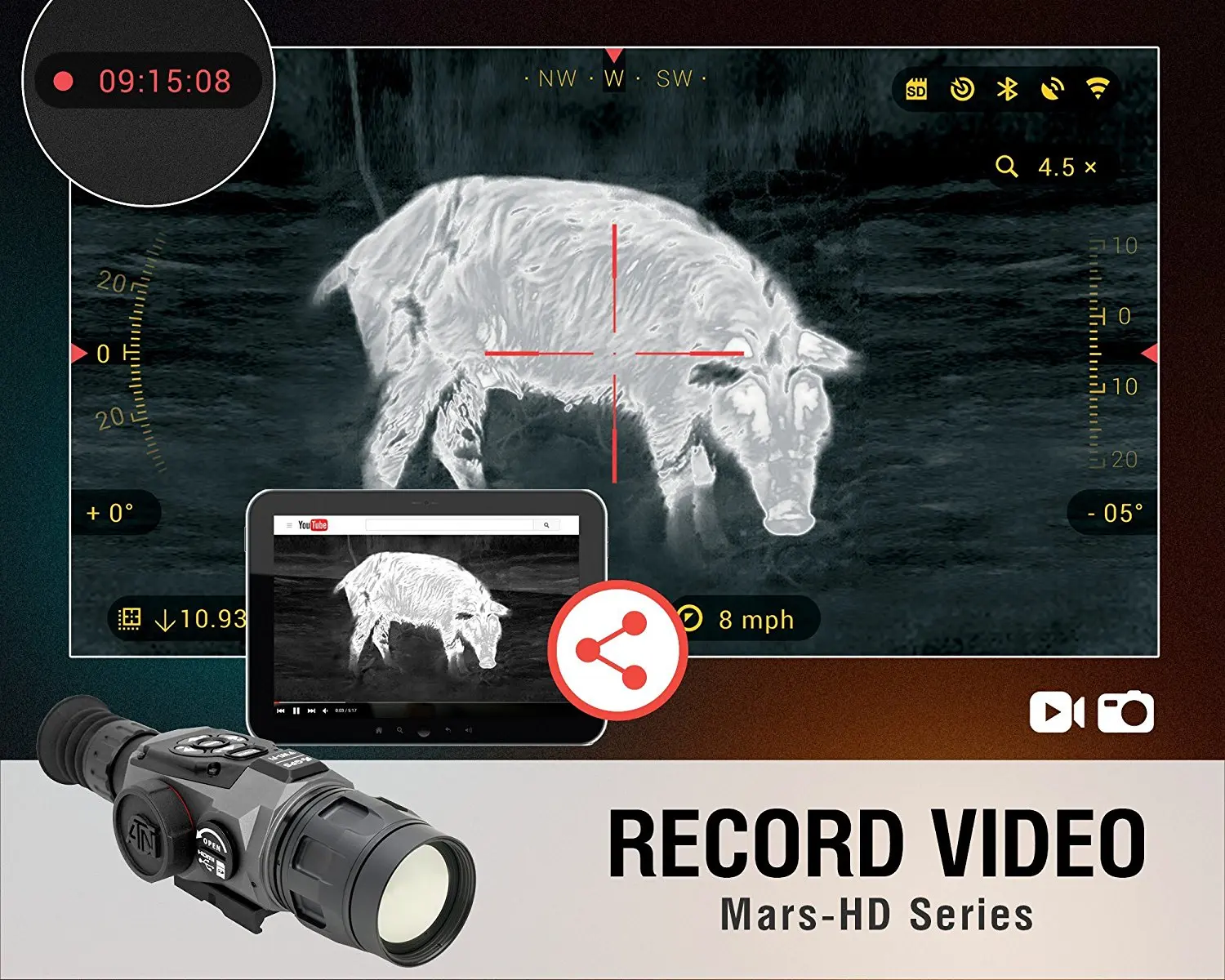 Интеллектуальный цифровой тепловизионный прицел ATNI MARS HD 640 5 50x|Оптические