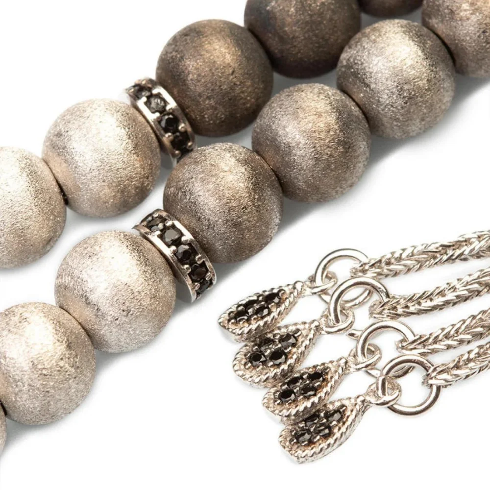 Четки из серебра 925 пробы ручной работы с серыми оттенками матовые серебряные