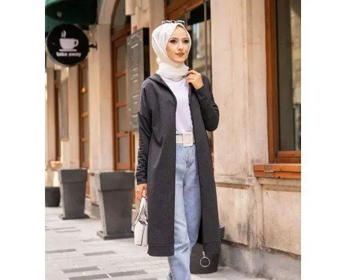 

Кардиган на молнии, антрацитовый цвет, хиджаб, одежда, мусульманская мода, мусульманская одежда, Турецкий Дизайн, турецкий магазин, высокое ...