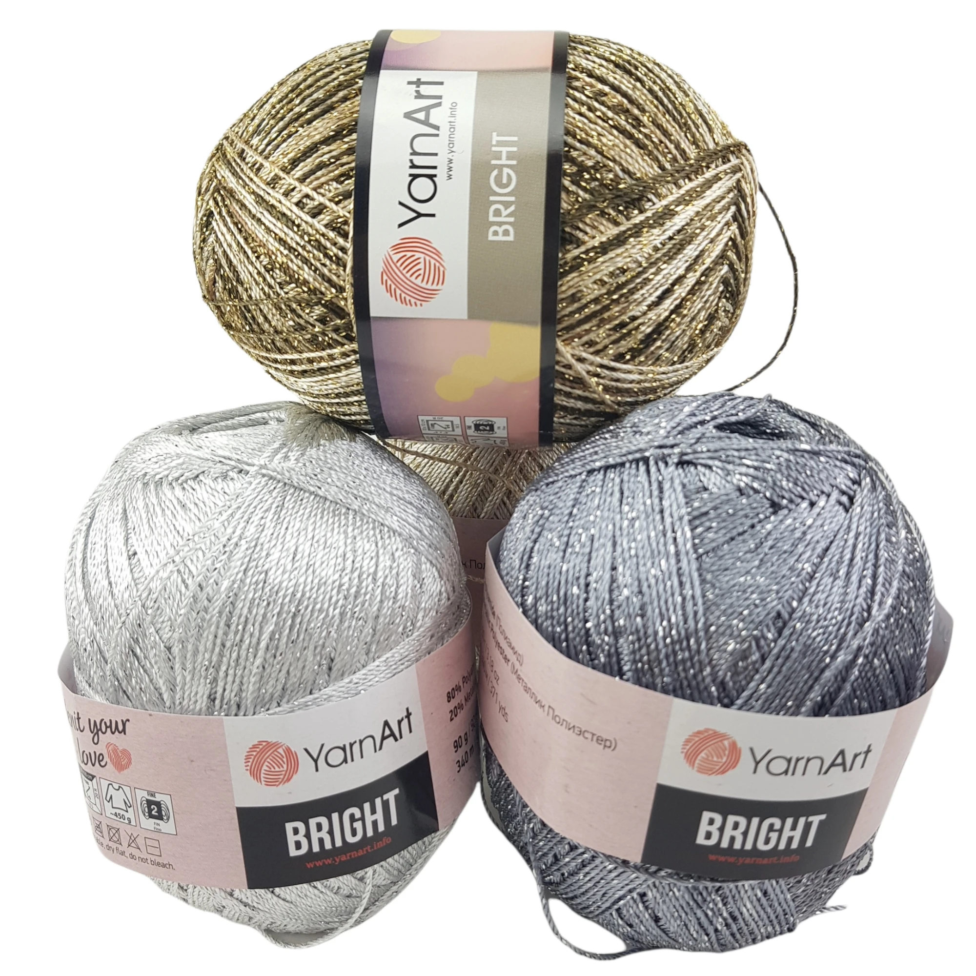 Yarnart яркой пряжи 90gr 340mt 80% Полиамид-% 20 металлических воздушных шаров с ручная