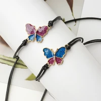 2pcsset handmade braided couple bracelets for women men lovers butterfly hand evil eye adjustable charm card bracelets jewelry
