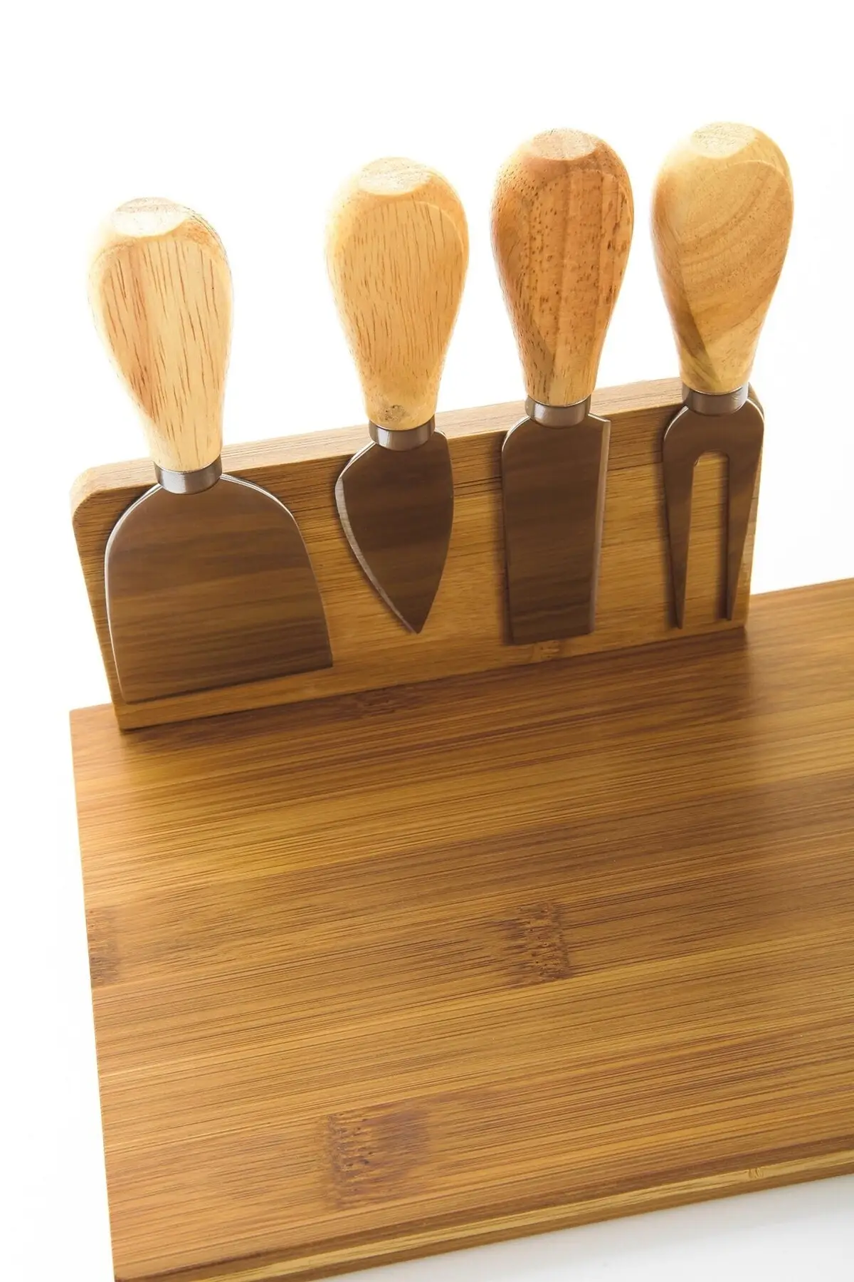 

ELEGANT 5 PIECES BAMBOO CHEESE SET KNIFE PLATE GRAVYER WINE KITCHEN DESIGN HOME GIFT WOOD