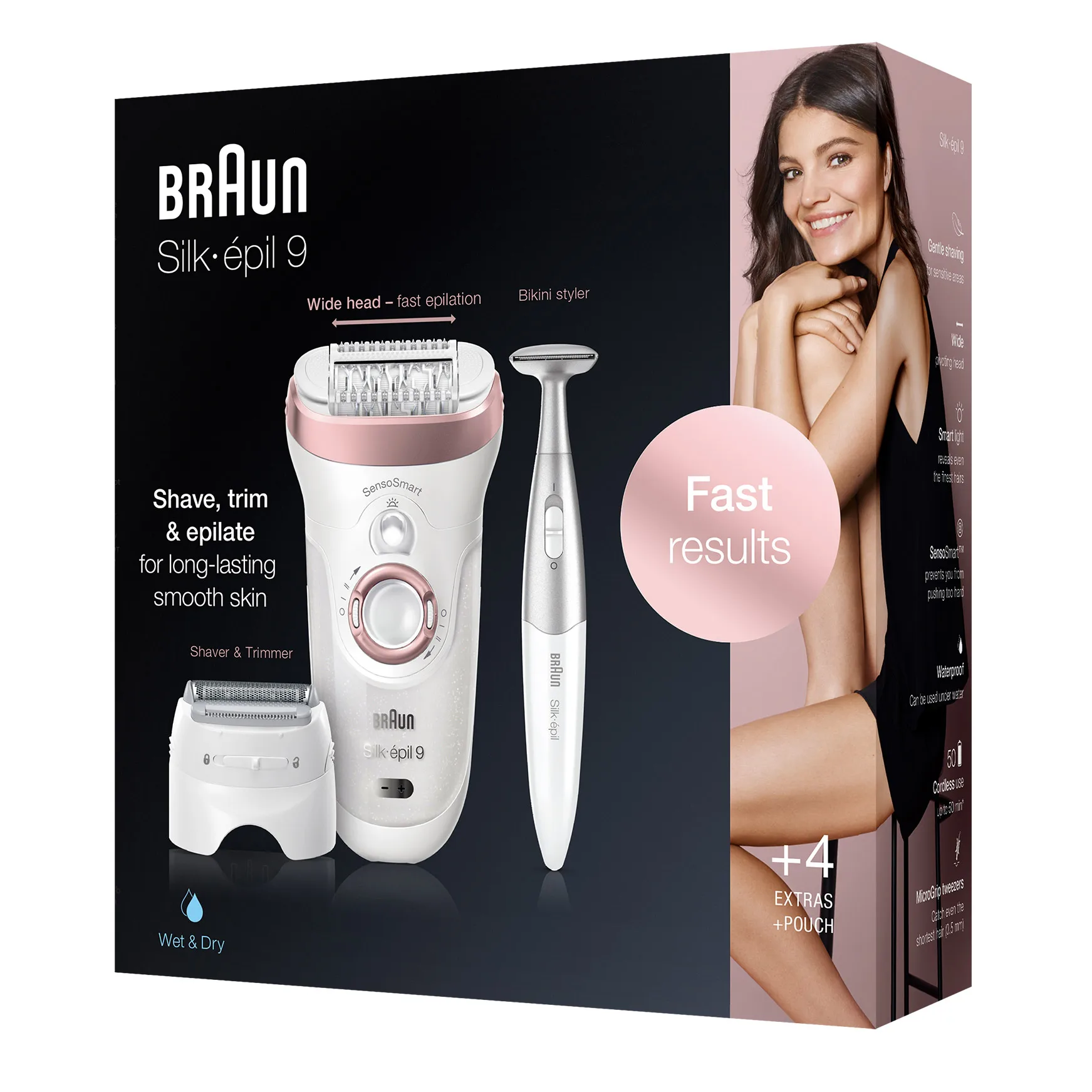 Оригинальный женский эпилятор BRAUN Silk-épil 9 SensoSmart™ 9/890 портативный Перезаряжаемый