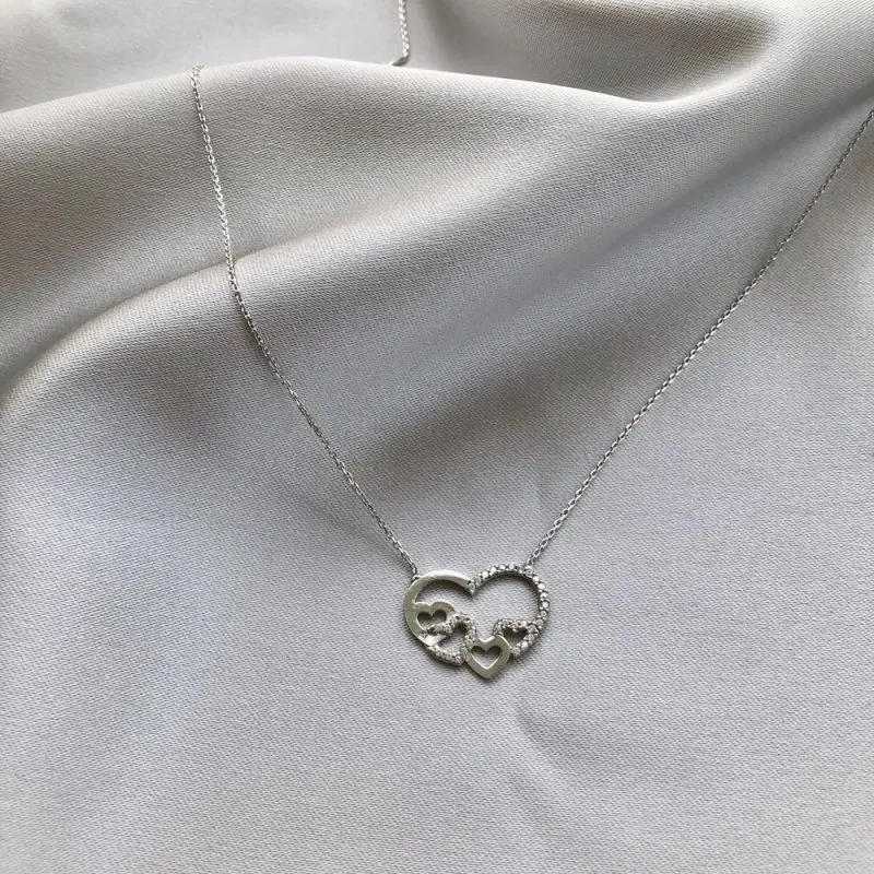 

My Little Heart 925 Sterling Silver Necklace Women Girls Gift Jewelry Accessories Fashion Handmade Elegant Chain