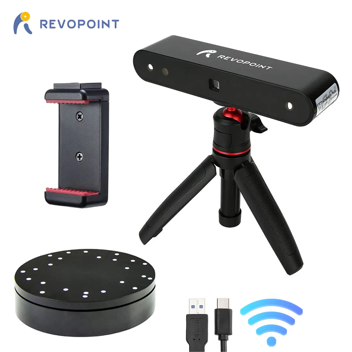 

Revopoint POP 3D Scanner Set with Turntable 0.3mm Accuracy 8 Fps Scan Speed Desktop Handheld Auto Scan Mode for 3D Printing
