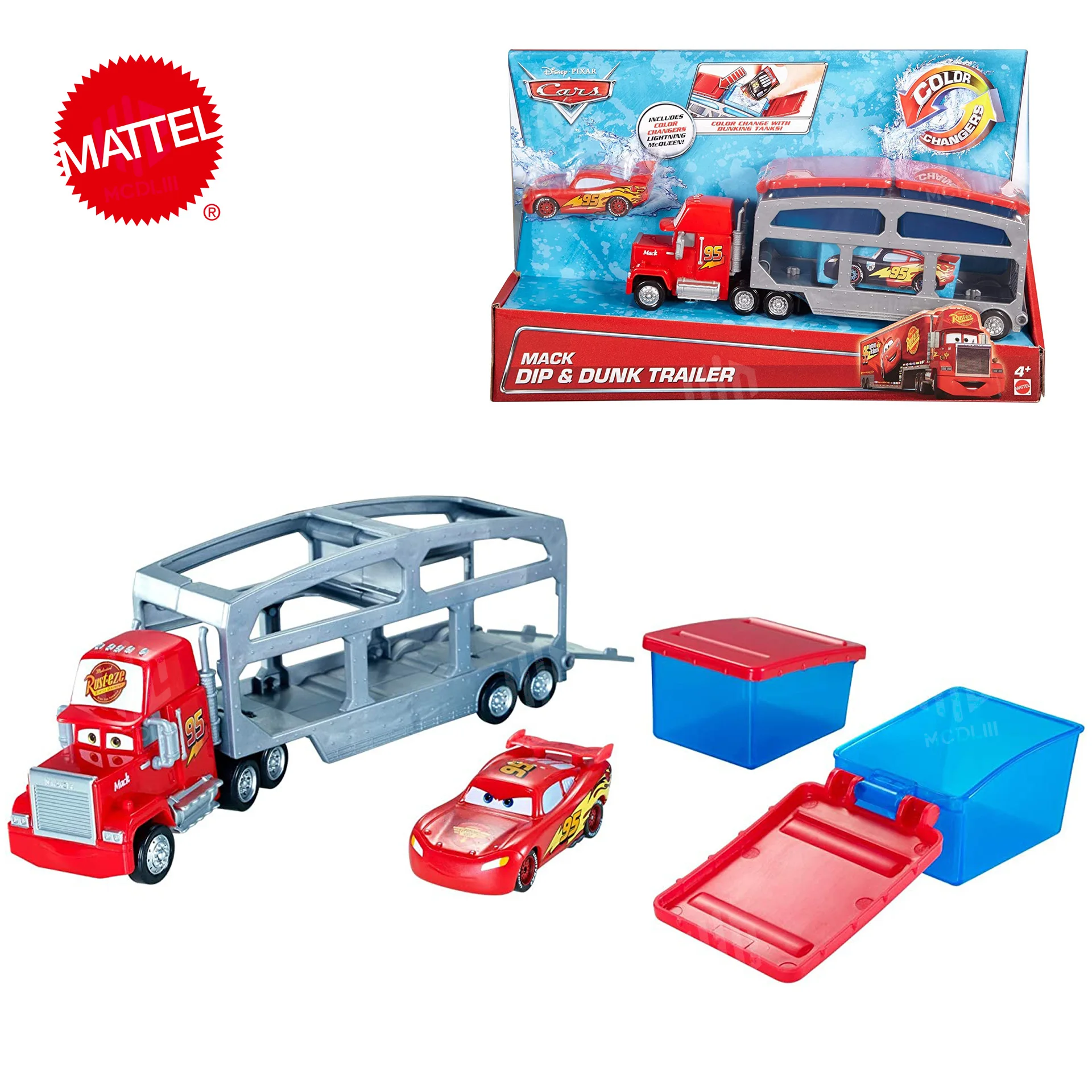 

Mattel Disney Pixar Автомобили, смена цвета, чемпион, Мак, Dip Dunk трейлер, Молния Маккуин, коллектор автомобилей, игрушки для детей CKD34