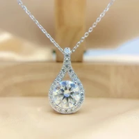 trendy 925 sterling silver 4ct d color vvs1 moissanite necklace women jewelry big water drop shape pendant necklaces birthday