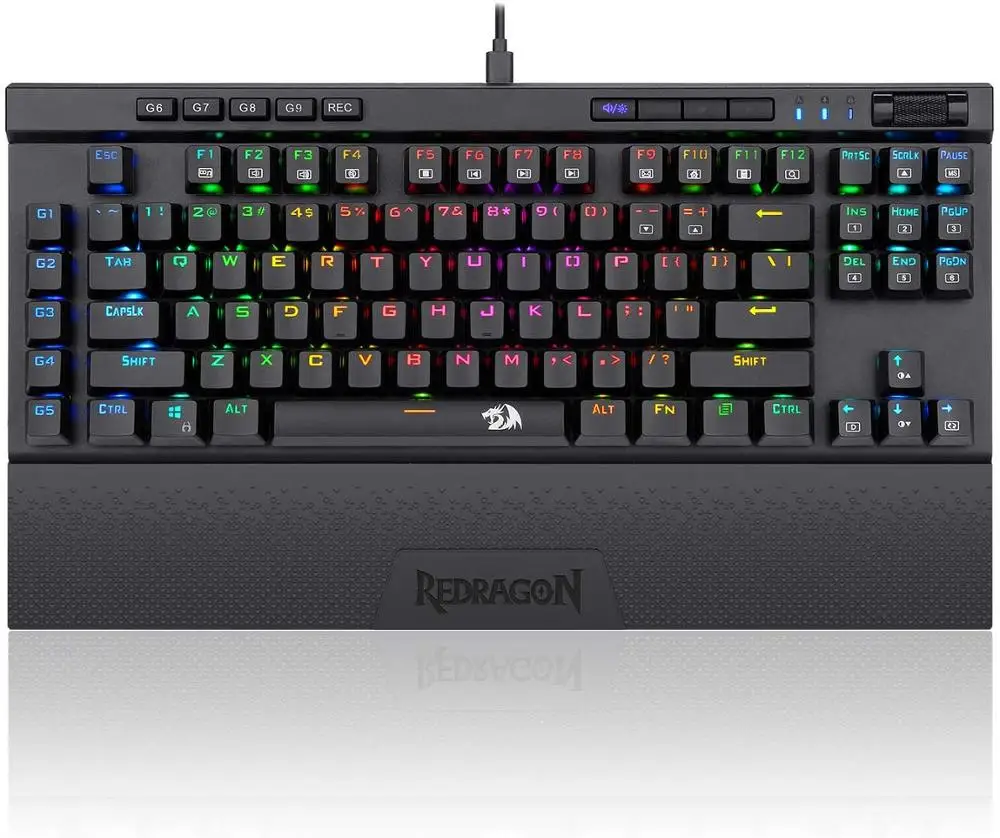 Механическая игровая клавиатура Redragon 87 клавиш компактная RGB TKL с 9 встроенными