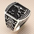 Волк полумесяц серебряное кольцо Для мужчин серебряное кольцо Сделано в Турции сплошной 925 пробы серебро