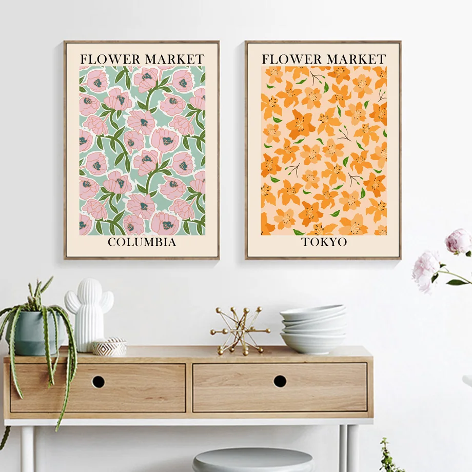 

Flower Market Honolulu Vintage Abstract Wall Art Canvas Painting Posters And Prints Wall Pictures For Living Room Bohemia Decor