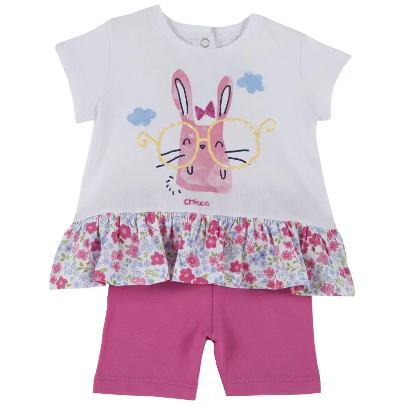 T-shirt and shorts set Chicco size 092 print Bunny (pink white) | Мать и ребенок