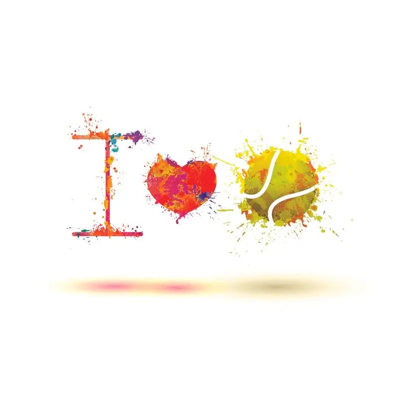 Занавеска I Love Tennis элементы дизайна красочный красный желтый оранжевый