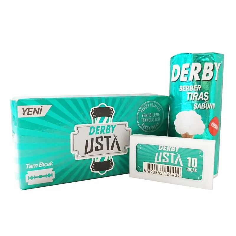 

Derby master double edge razor 1 pack / 100 pcs + Derby shaving stick soap 70g FREE SHİPPİNG