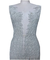 luxury rhinestone applique on mesh super large bodice patch beaded applique bridal dress applique