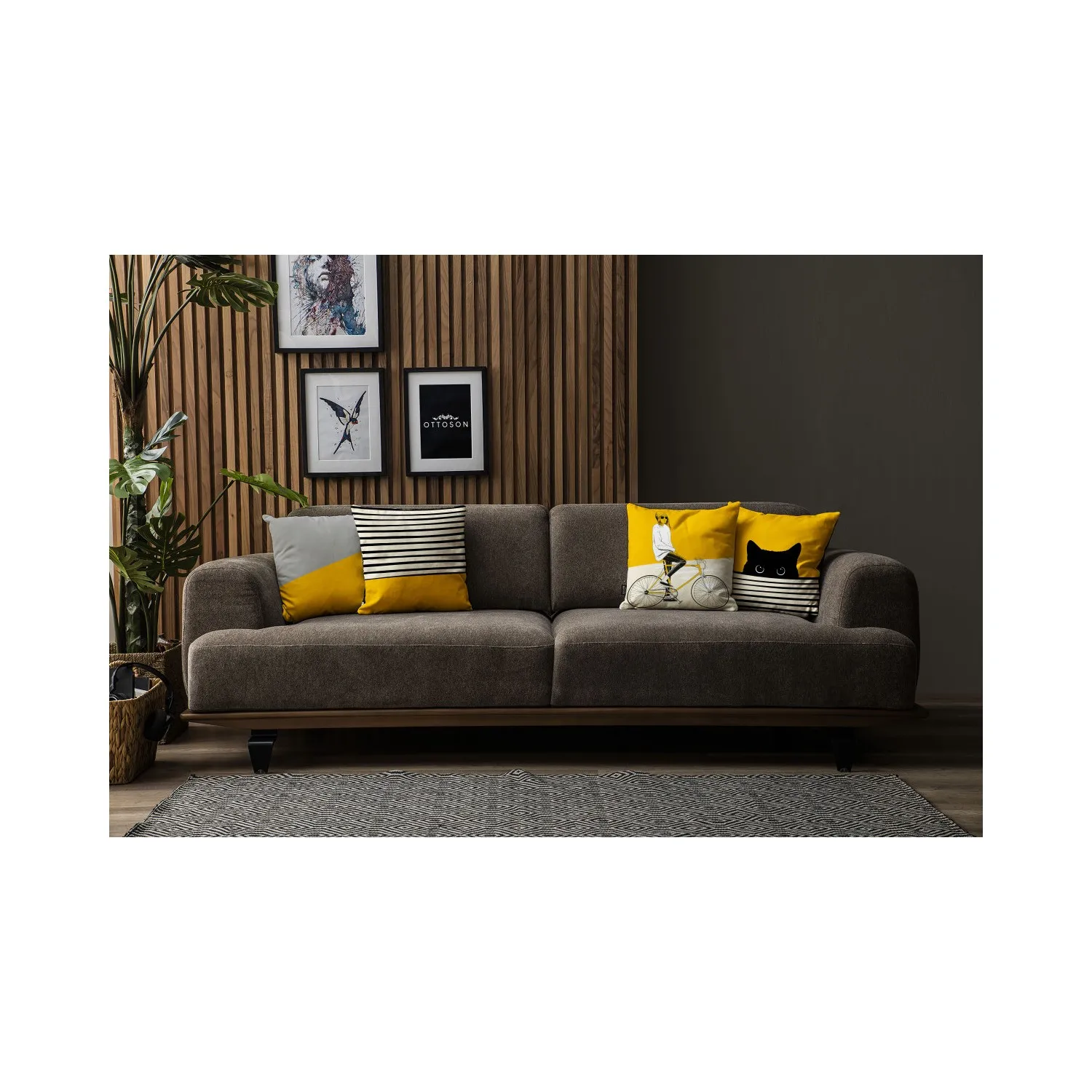 

4 Decorative Yellow Pillow Case | Decorative Seat Cushion Pillow Cover | Pillow Covers in Different Models with Zipper