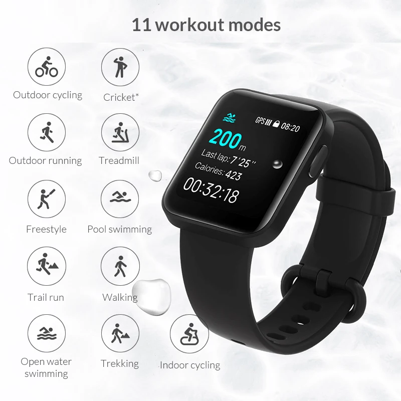 Смарт-часы Xiaomi Mi Watch Lite GPS 1 4 дюйма TFTLCD водонепроницаемые 5ATM Bluetooth 5 пульсометр