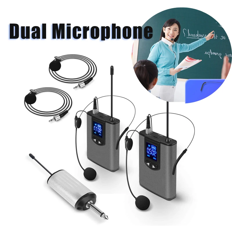 Беспроводная система с двойной гарнитурой Mics/lavalier Mics Dual Bodypack передатчики и один