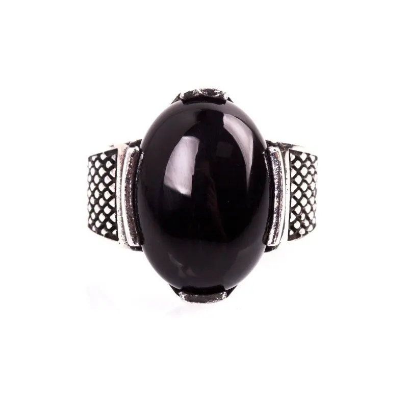 

925 Sterling Black Onyx Stone Silver Ring Fashion Turkish Premium Quality Handmade Jawelery