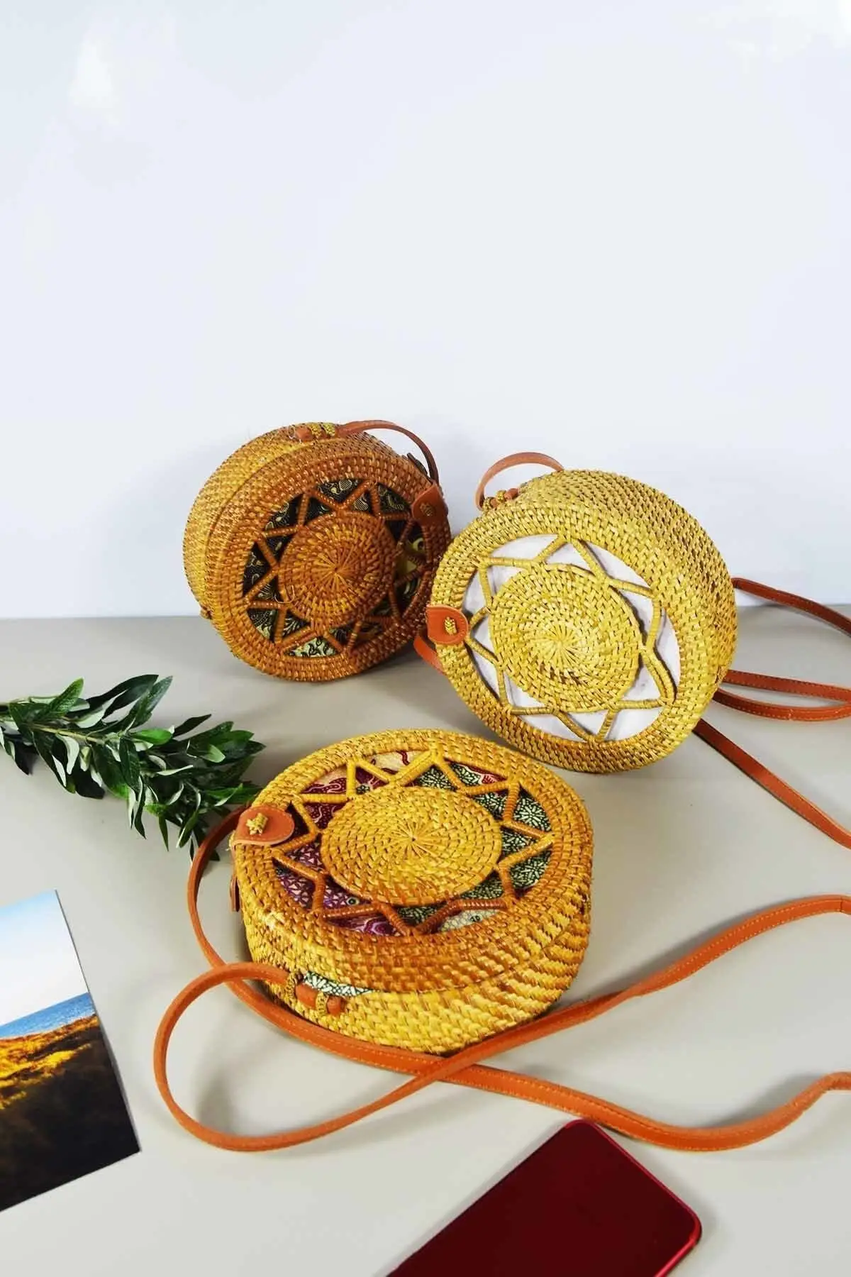 Morocco Style Straw Bag Round Patterned Belt Shoulder Bag Brown Helen Straw  Multi Style Natural Rattan Straw 2022 Women's Bag