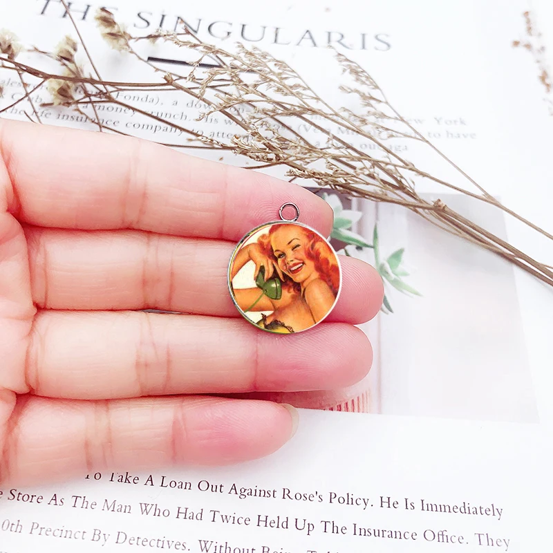 10PCS Phone Lady Charms for Jewelry Making Retro Blonde Charm Pendants For Bracelet Earring DIY Findings Jewelry
