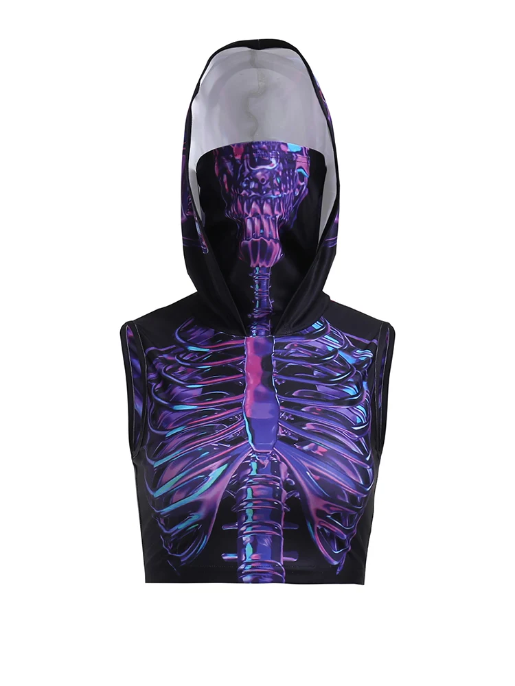 Женская готическая маска на лицо InsDoit фиолетовая толстовка с капюшоном