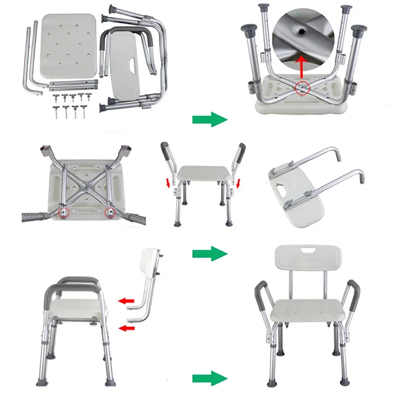 adjustable bathroom chair with backrest arm for elderly non slip bench stool bath chair tub furniture shower seat stool free global shipping