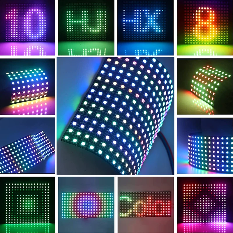 Programmable flex led display. Ws2812 8x32. светодиодная матрица ws2812b 8х32 пикселей 5v 50w, 256led. светодиодная матричная панель. программируемые светодиодные панели.