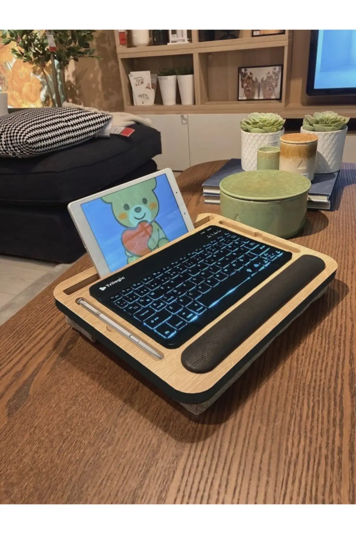 

Kids Laptop Stand With Phone And Tablet Compartment Cushion 13 "Inch Kids