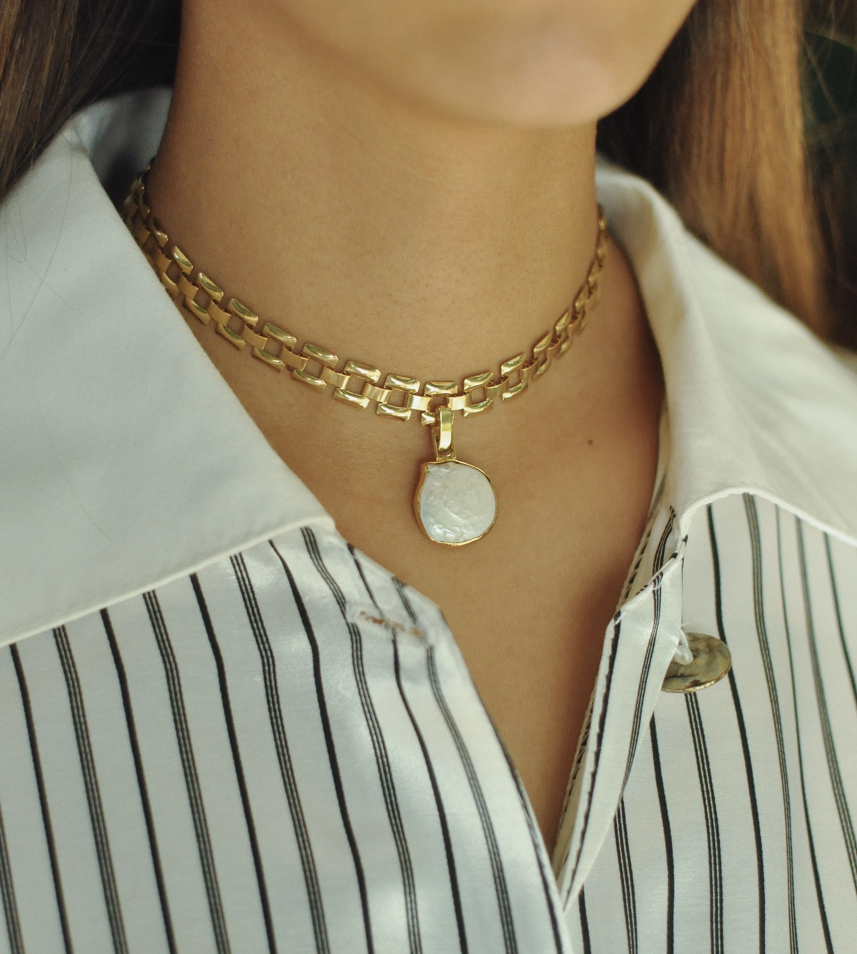 

GULCE DERELI, PEARL SYMBOL CHARM NECKLACE CHOKER, VINTAGE CHAIN NECKLACE CHOKER, NEW PRODUCT, GIFT BOX, GOLD/SILVER PLATED