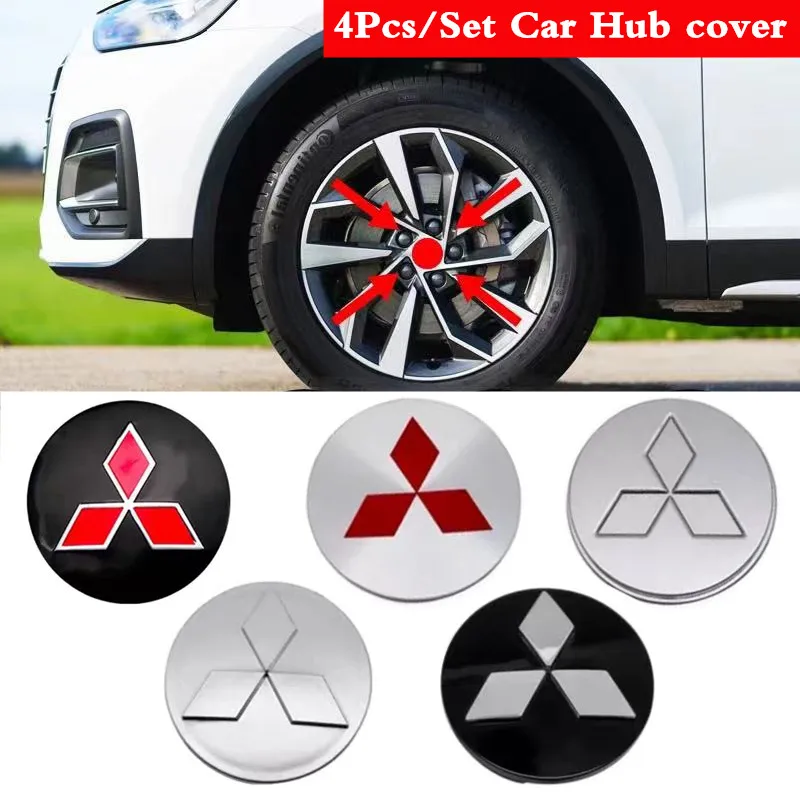 

4Pcs/Set 60mm Car Wheel Center Hub Caps Car Wheel Rim Hubcap Badge Covers For Mitsubishis ASX Lancer Pajero Outlander L200 EVO