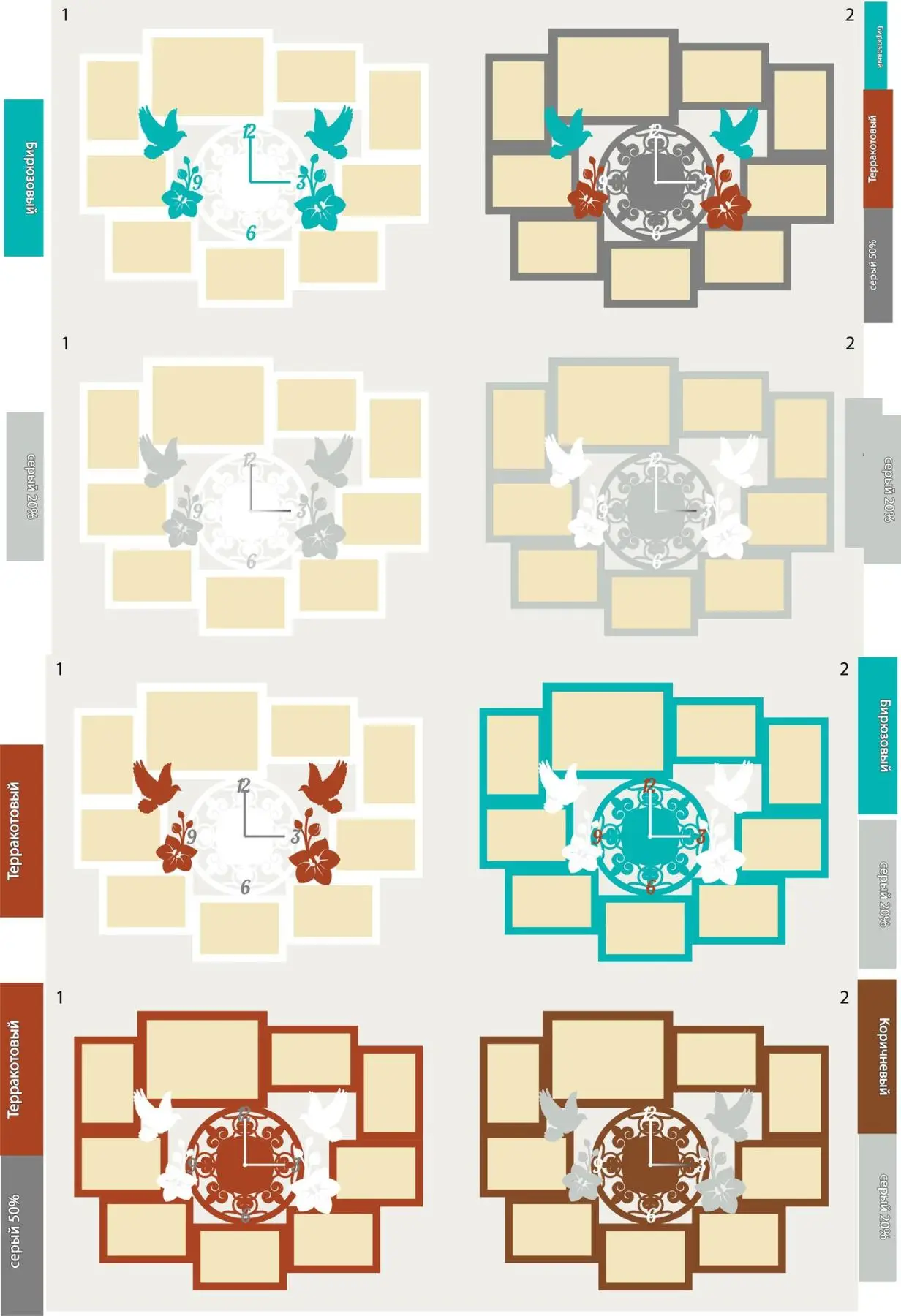 Фоторамка коллаж из дерева с часами на 9 фото | Дом и сад