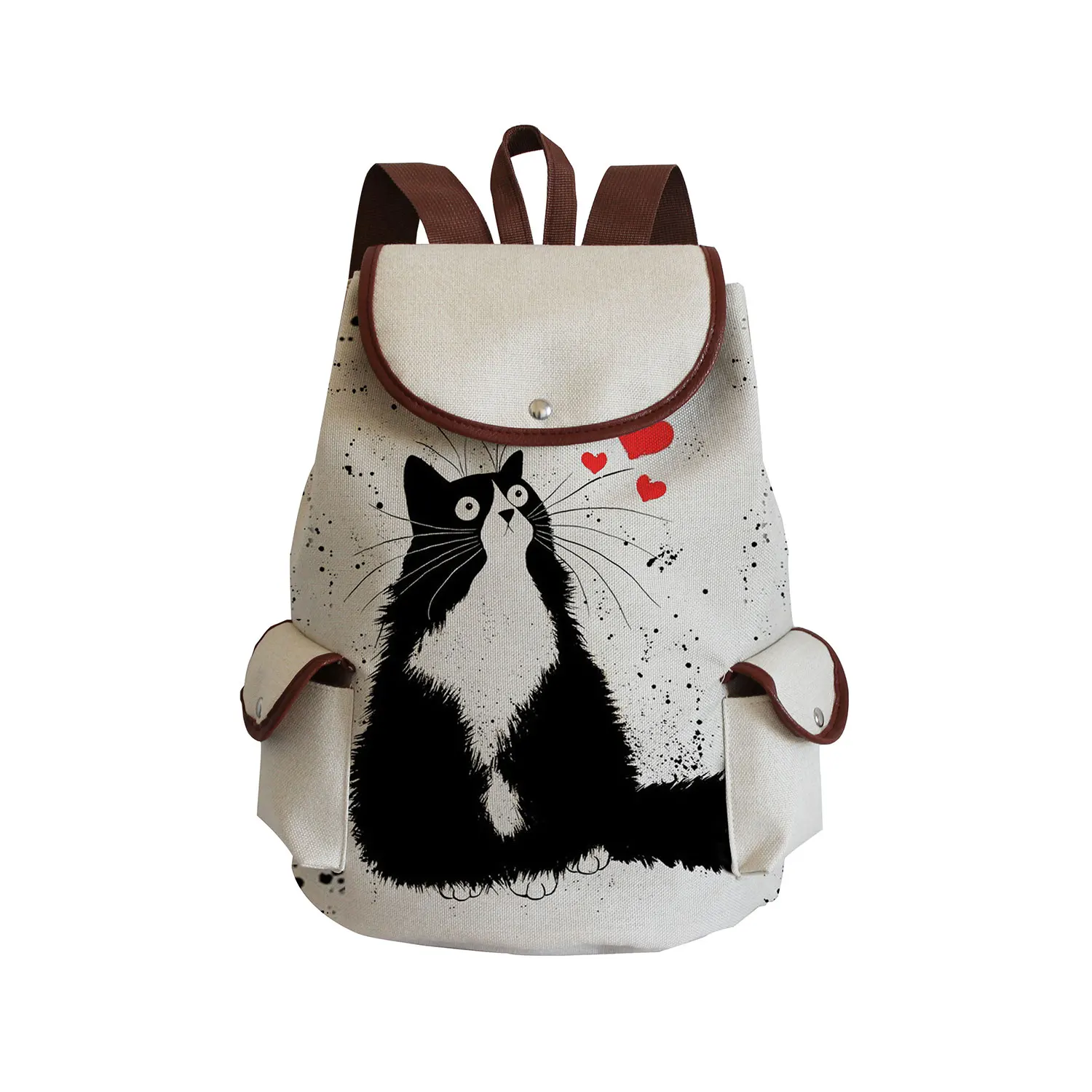 

Cartoon Cute Animal School Bag Cat Love Printed Women's Backpack Portable New Fashion Bag Large Capacity Backpack For Teenager