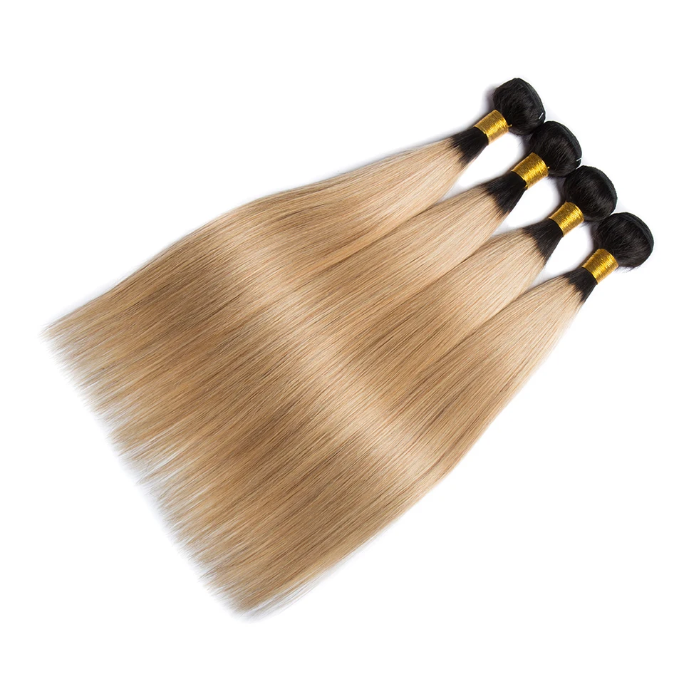 Ombre Blonde Bundles Deal T1b27 Straight Human Hair Brazilian Weave Extension Maxine non-Remy | Шиньоны и парики