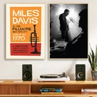 Мили Дэвис 1970 Fillmore Jazz Gig музыка плакаты и принты черная белая фотография холст живопись стены Искусство Картины домашний декор