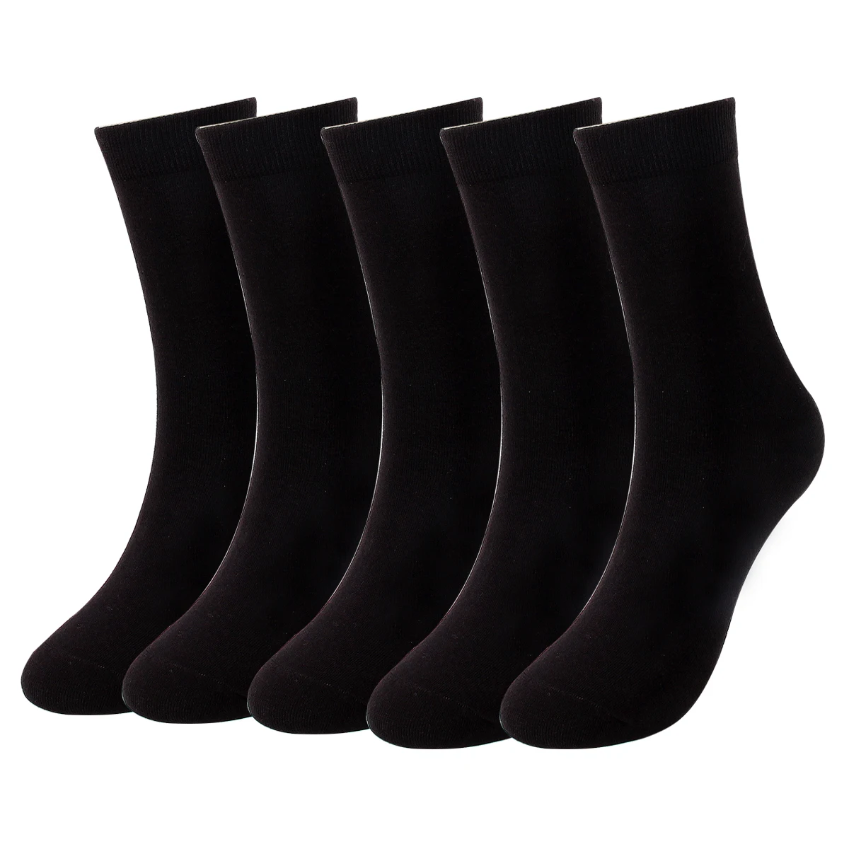 5 Pairs Of Pile Socks Solid Black Long Tube Simple White High Tube Women's Cotton Socks