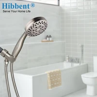 hibbent 5 setting adjustable high pressure handheld shower head with hose and holder rainfall shower head set bathroom accessory