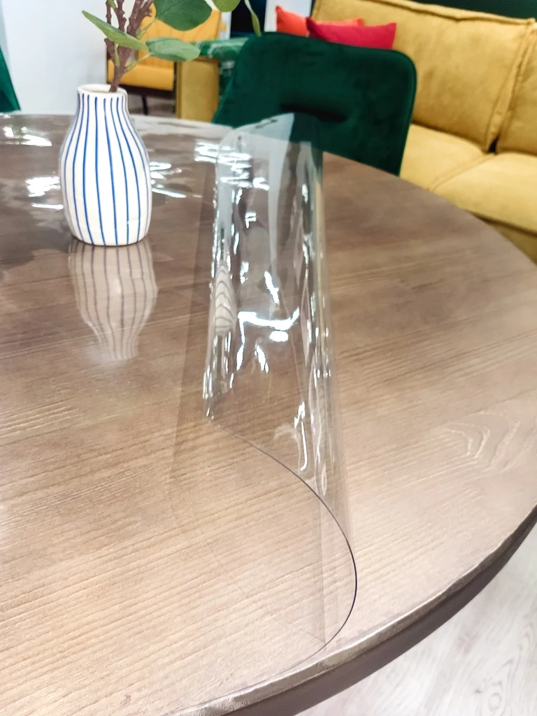 Силиконовая скатерть прозрачная .гибкое(мягкое) стекло на стол FOR DESK круг. глянец 0