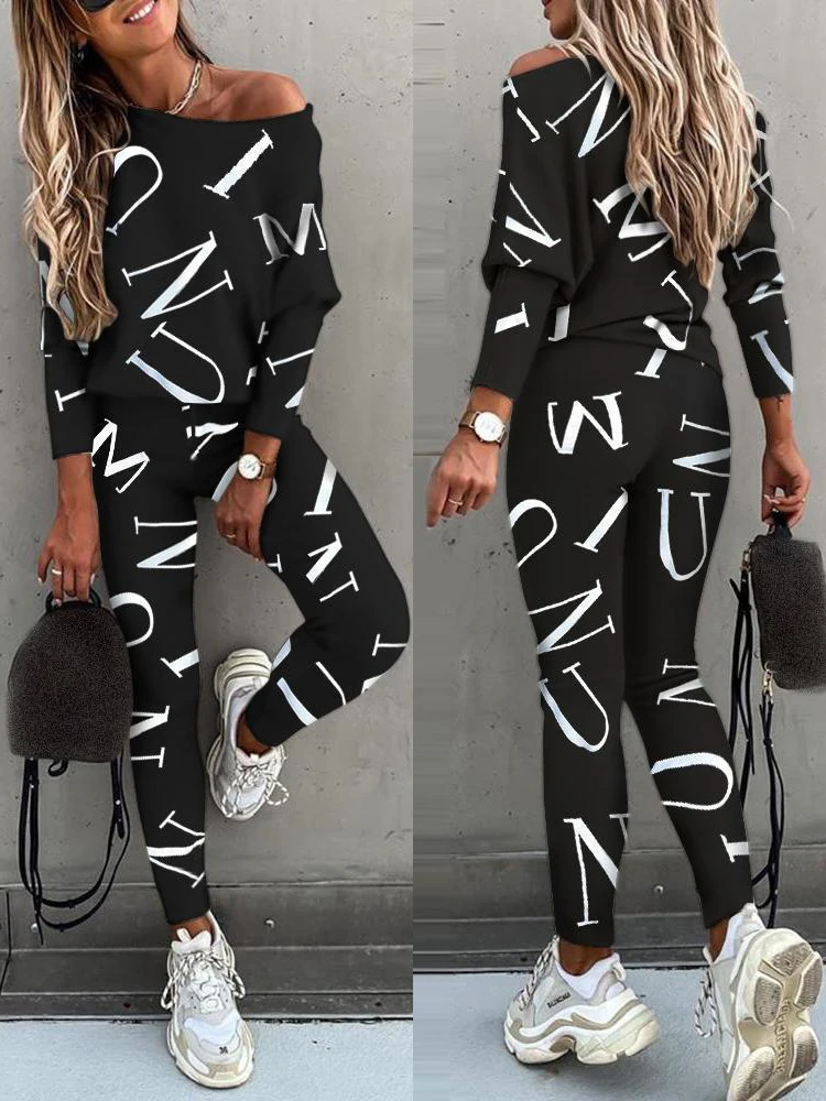 

2021 Spring Tracksuit Women 2 Piece Set Print Hoodies pants Sportwear Women's Sports Suit Sweatshirt Set Female Winter Clothes