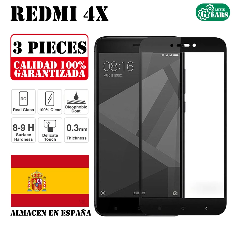 Комплект из 3 предметов для Xiaomi Redmi 4x защита экрана закаленного стекла