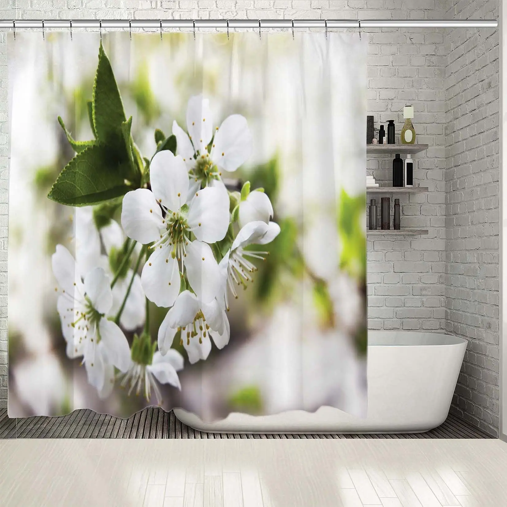 Занавеска для душа вишневые цветы ветка дерева Весна сезонная природа свежесть