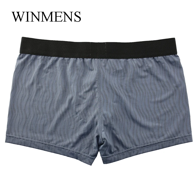 Men's Boxer Shorts Underwear 3 Pcs/Lot Solid Ripple U Convex Male Sexy Big Loose Trunks Panties Close-fitting Breathable