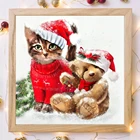 5D полностью круглая Рождественская алмазная живопись своими руками, милая кошка, медведь, вышивка крестиком, мозаика Стразы, домашний декор с рамкой, подарки