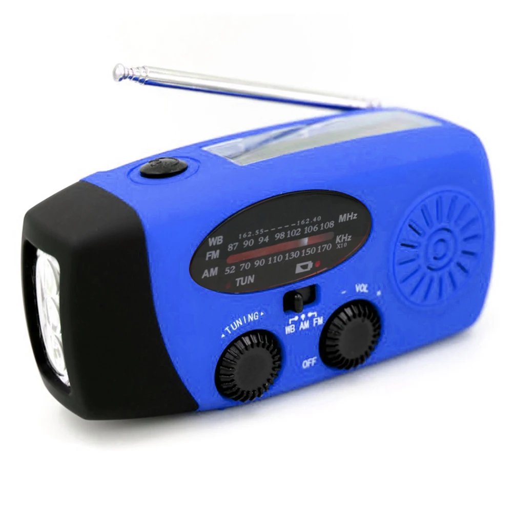 FM AM WB NOAA Weather Radio High Sensitivity Clear Volume Multifunctional Hand Crank Solar USB Charging | Электроника