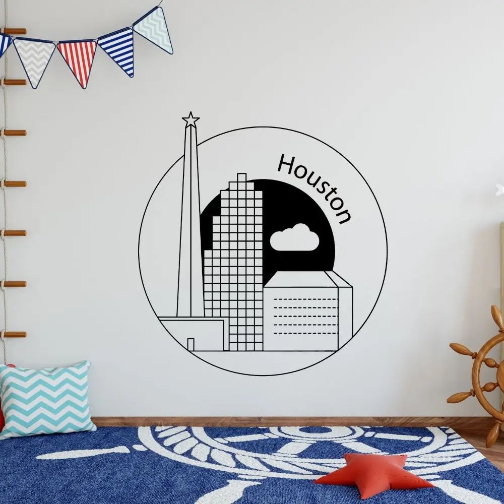 Минималистичный круглый Houston Cityscape настенная художественная наклейка география