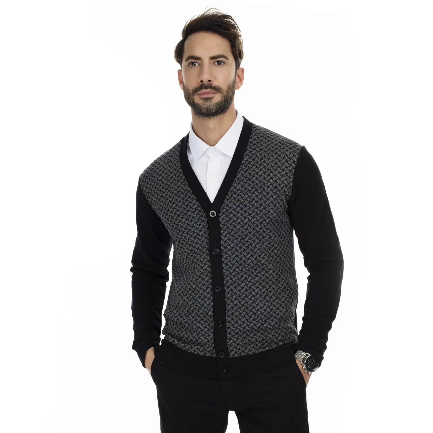 Buratti мужской кардиган на пуговицах с длинным рукавом Осенний плотный новая