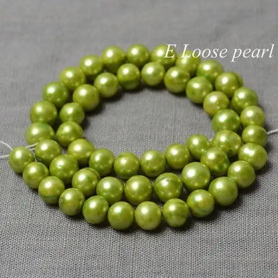 

Unique Design Loose Pearl Beads Green Color Round Potato Genuine Freshwater Pearl Loose Jewelry 7-8MM Full Strand DIY Making