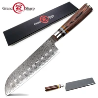 grandsharp 7 inch santoku knife japanese damascus vg10 steel 67 layers chef kitchen knives gadgets tools kitchenware tableware