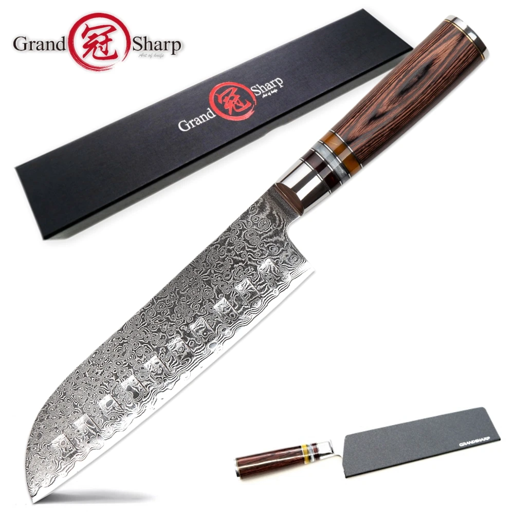 Santoku японский нож gravsharp vg10 7 дюймовый шеф повара из дамасской стали 67 слоев