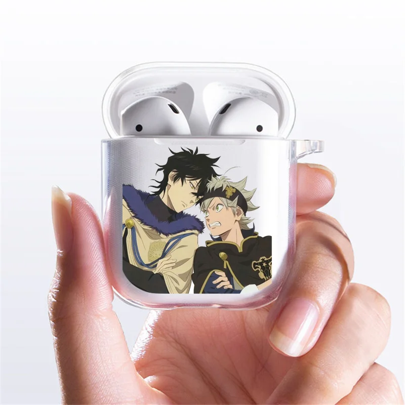 Прозрачные мягкие силиконовые чехлы из ТПУ для Airpods с рисунком черного клевера